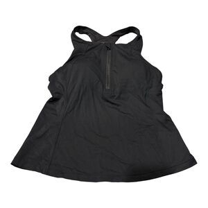 Athleta Maldives Tankini Swim Top Womens Small Black Stretch High Neck Zip Front